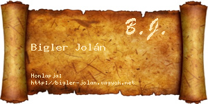 Bigler Jolán névjegykártya